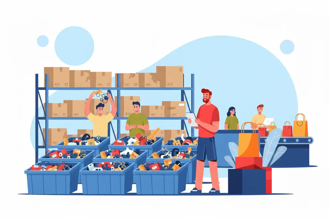 an illustration of bin store and bargain store.