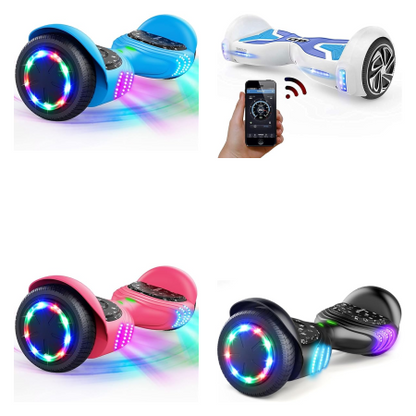 50 X TOMOLOO K1 hoverboard with Bluetooth speaker and LED light. Color: Red, White, Pink, Black, Blue - Restposten Liquidation Stock