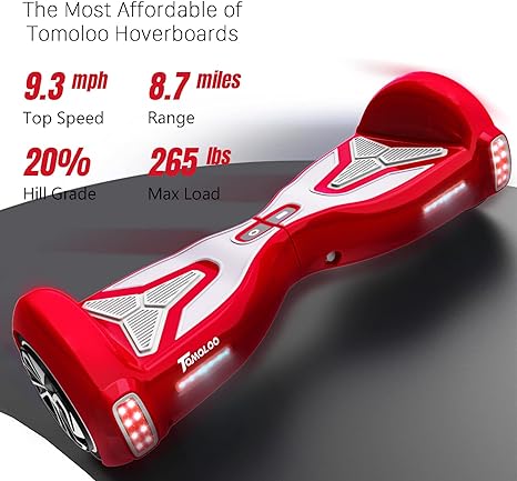 40 X TOMOLOO K1 hoverboard with Bluetooth speaker and LED light. Color: Red, White, Pink, Black, Blue - Restposten  Liquidation Stock