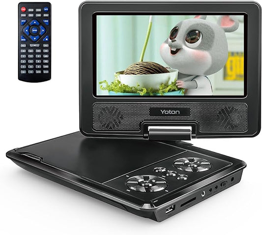 YOTON 9-Zoll-tragbarer DVD-Player Auto für Kinder mit 7,5-Zoll-HD-Schwenkbildschirm, Stereolautsprecher