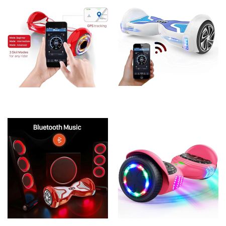 TOMOLOO K1 & TOMOLOO Q2-C Hoverboard mit Bluetooth-Lautsprecher und LED-Licht. Farbe: Rot, Weiß, Pink, Schwarz, Blau